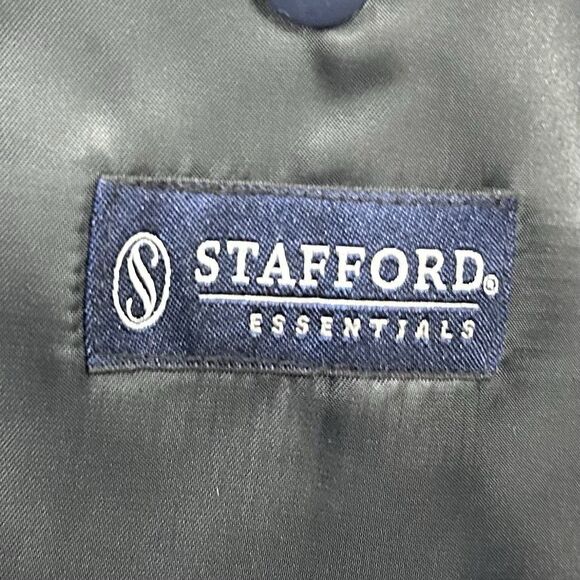 Stafford 50L Blazer Wool Blend Navy Blue Gold Two Button Lined Vented - Picture 3 of 8